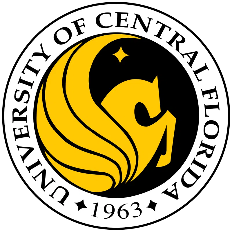 University of Central Florida seal featuring a stylized knight and the text "University of Central Florida" and "1963," representing educational excellence and branding for SharpShell Digital's web design services.