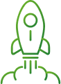 Rocket icon symbolizing growth and innovation in digital marketing services by SharpShell Digital.