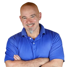 Smiling man with a beard wearing a blue polo shirt, representing the diverse expertise of SharpShell Digital's team in digital marketing and automation.