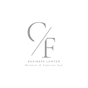 Logo of CF Business Lawyer, featuring stylized initials "C/F" and the text "Business Lawyer" with the tagline "Business & Contract Law," representing professional legal services.