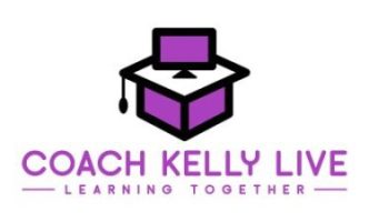 Coach Kelly LIVE logo featuring a graduation cap and computer, symbolizing virtual tutoring and educational services.
